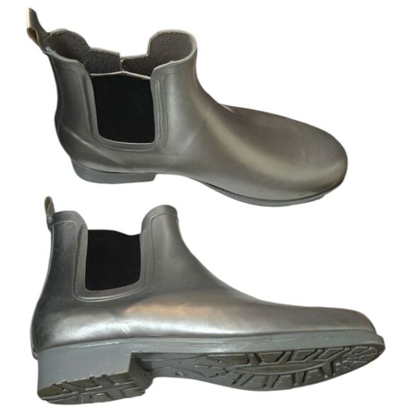 GAP Silver Metallic Rain Booties Ankle Boots Women's 10 Waders Waterproof Shoes - Picture 2 of 12